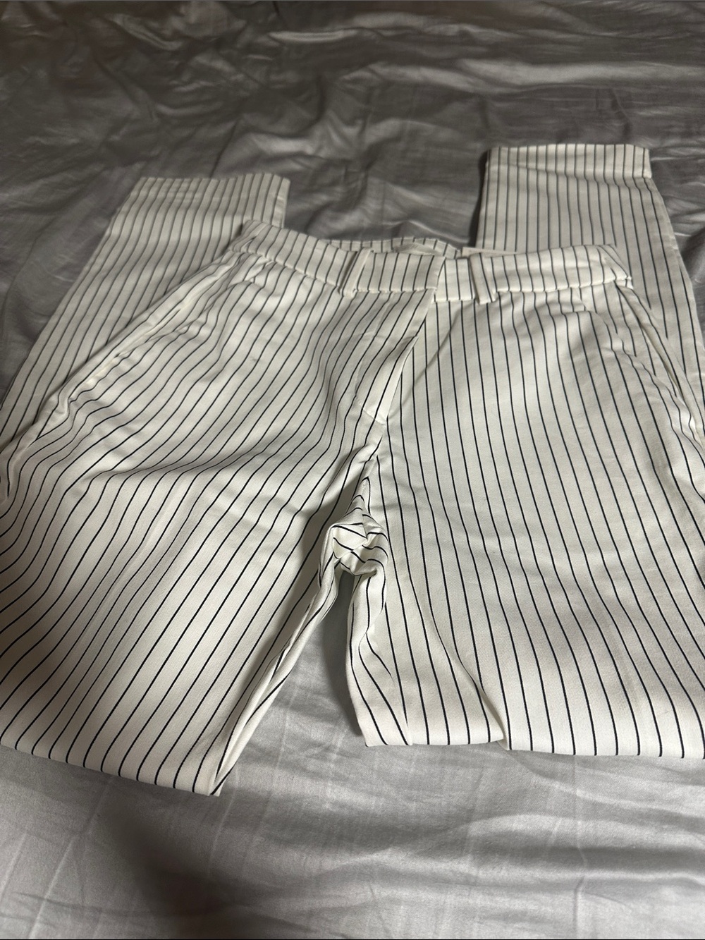 H&M White Pants with Black Pinstripes
